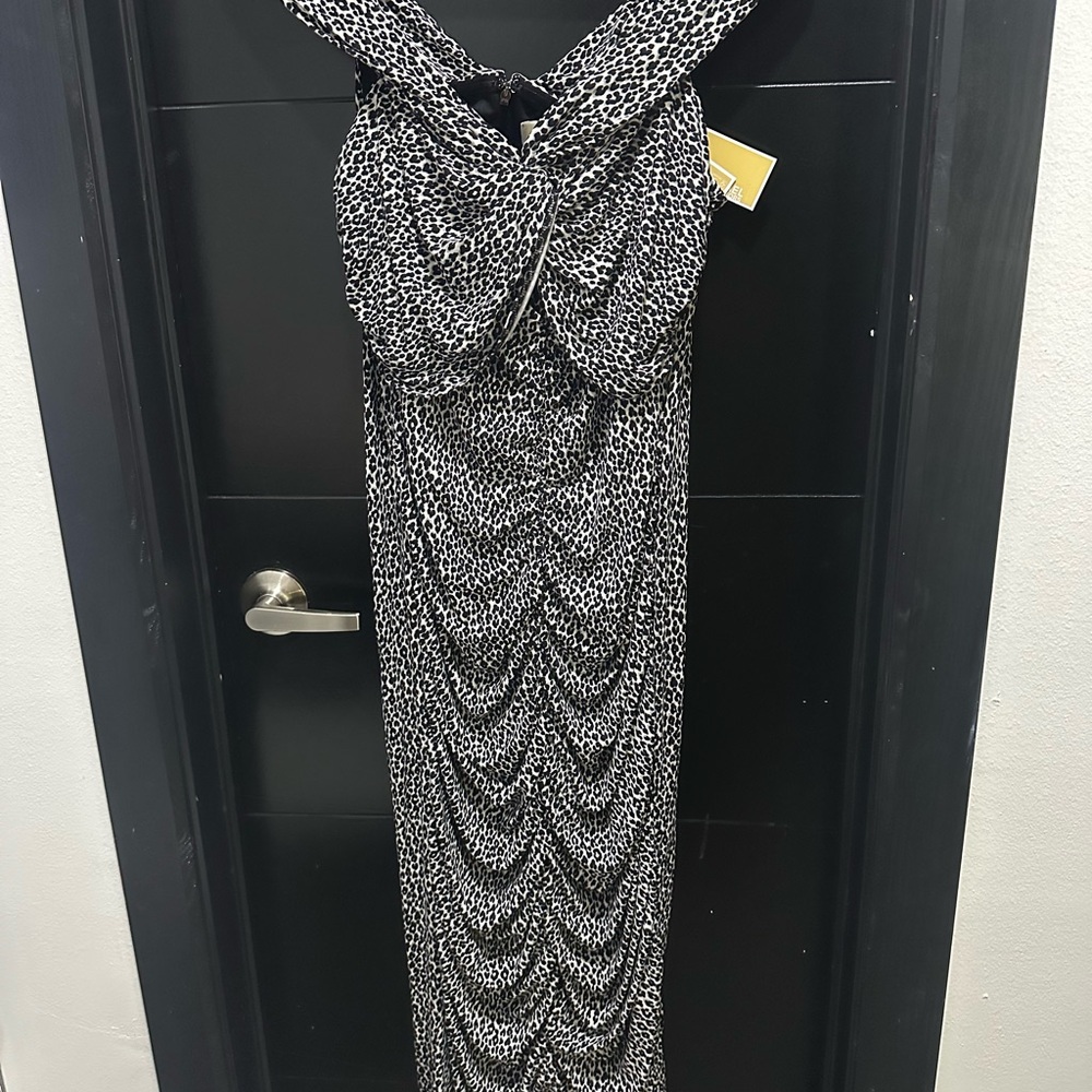 Michael Kors Black and White Patterned Maxi Dress